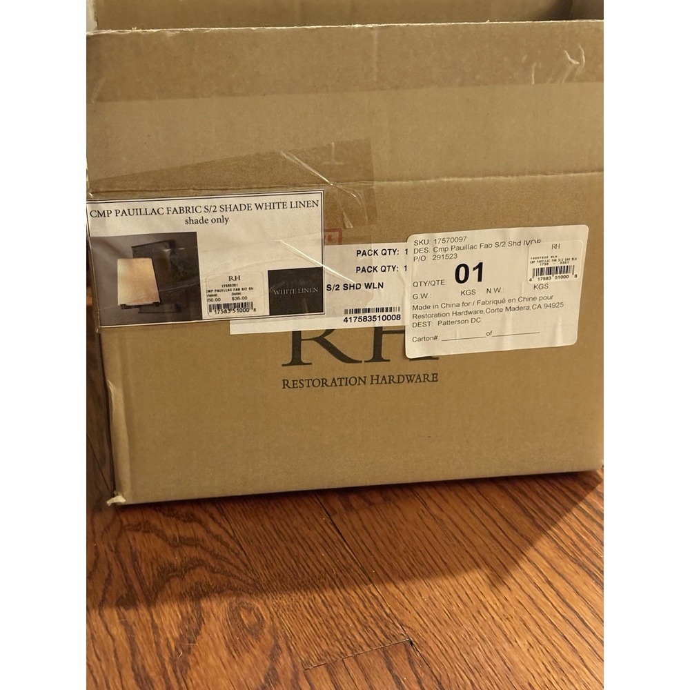 Restoration Hardware Cmp Pauliac S/2 Shade white Linen Lamp Shades New - Picture 10 of 10